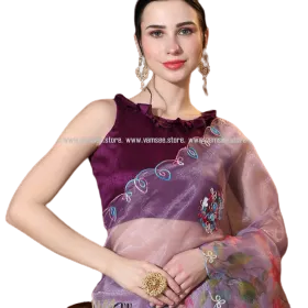 Wisteria Purple Organza Gota Work Saree