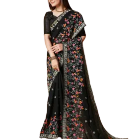 Floral Embroidered Georgette Saree – Rati 1