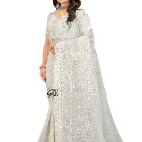 Embroidered With Sequence Work Georgette Saree – Vaani