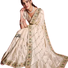 Floral Embroidered Georgette Saree With Sequence Work – Sangita