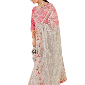 Stunning Embroidered Sequence Work Organza Saree – Rambha