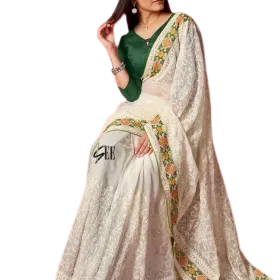 Embroidered With Sequence Work Georgette Saree – Kanthkala