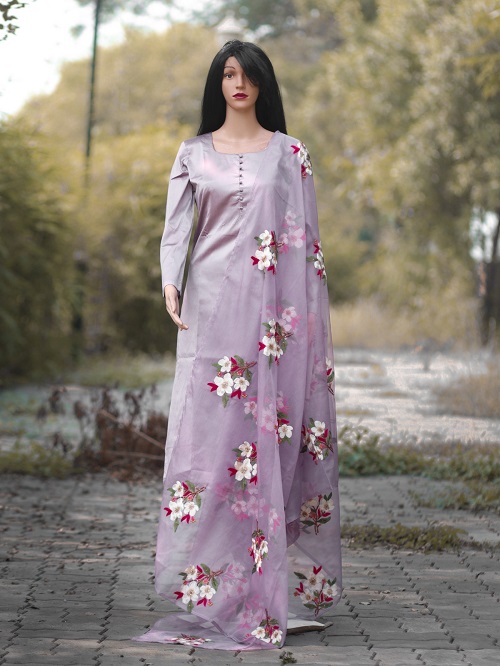 Wine Suit Set with Organza heavy embroidery dupatta